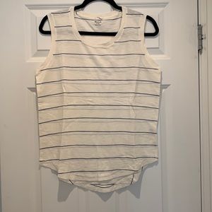 Madewell off white blue striped sleeveless top